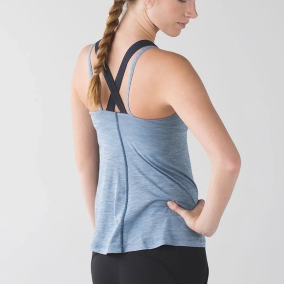 Lululemon Lululemon Run For Gold Tank size 2 Heathered Blue Denim / Deep Navy - Picture 3 of 9
